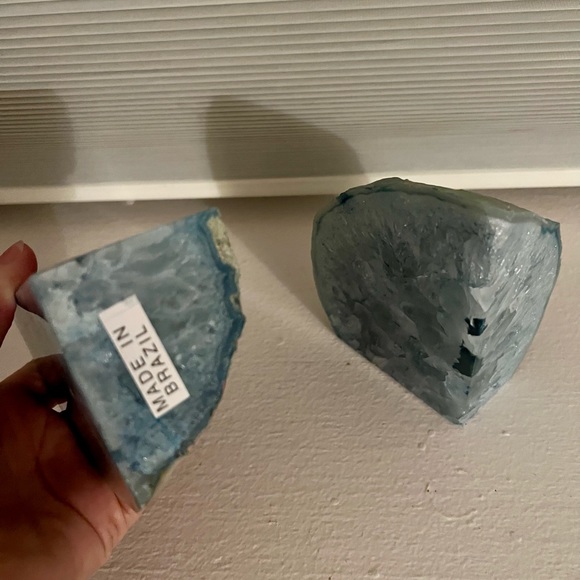 West Elm Agate Geode Book Ends - Blue - Picture 4 of 5